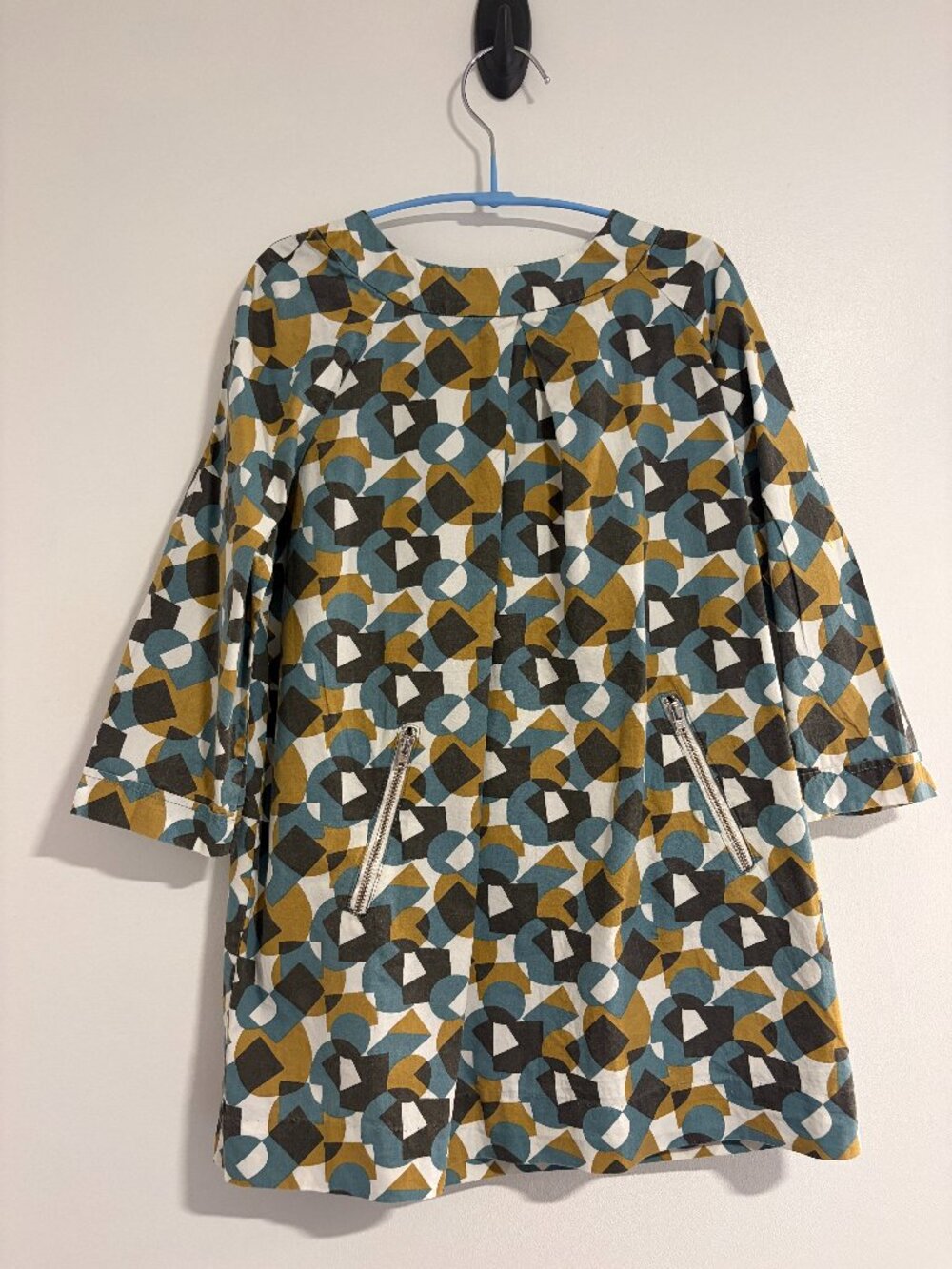 Bonpoint patterned cotton dress with zipper accents size 6
